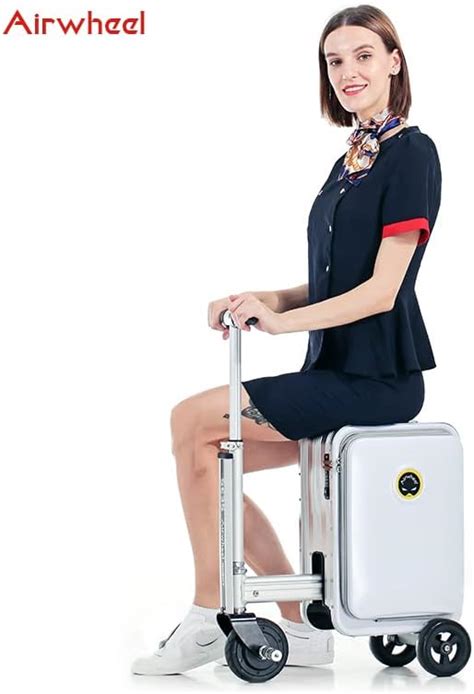 Review Airwheel Se3s Smart Rideable Suitcase Electric Luggage Scooter For Travel Silver