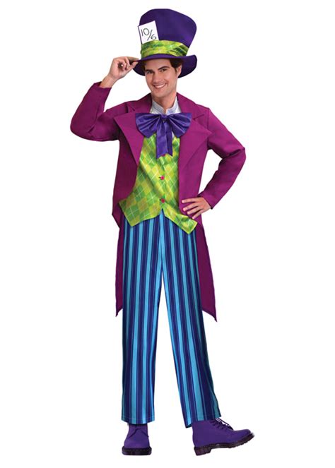 Mens Purple Wonderland Mad Hatter Costume Struts Party