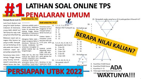 Latihan Soal Online Tps Penalaran Umum Persiapan Utbk 2022 1 Youtube