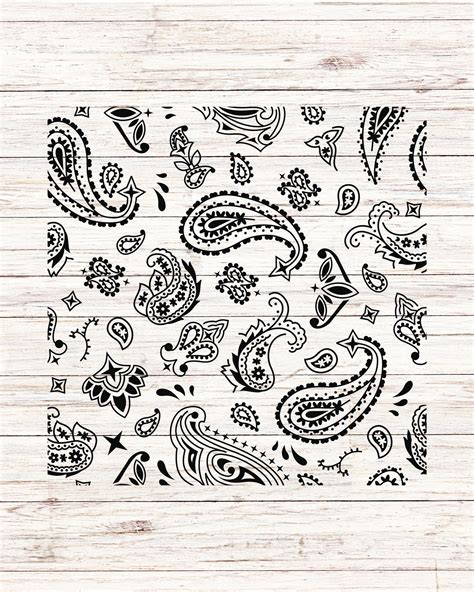 Paisley Svg Western Pattern Bandana Print SVG PNG Digital Etsy