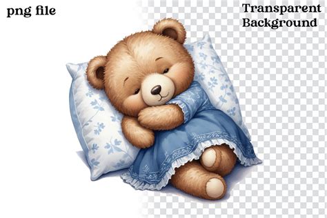 Watercolor Teddy Bear Sleeping Clipart Graphic by Vertex · Creative Fabrica