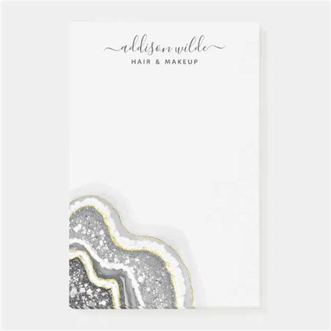 Black And White Glitter Agate Geode Luxe Business Post It Notes Zazzle