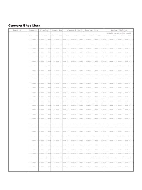 Shot List Template 3 Free Templates In Pdf Word Excel Download