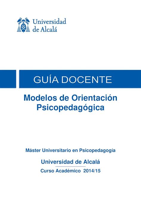 PDF Modelos de Orientación Psicopedagógica uah PDF