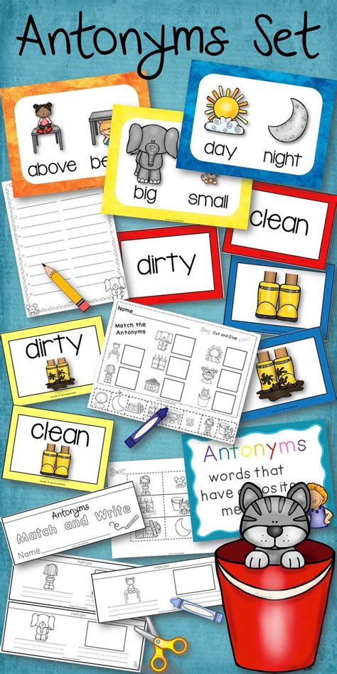 Antonyms Set Book To Create Posters Matching Cards Language Art