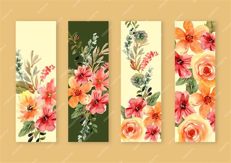 Free Vector Watercolor Floral Bookmark Design