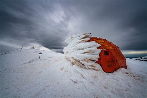 Bivacco Pelino Covered With Ice And The License Image