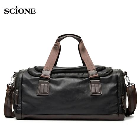 Aliexpress.com : Buy 2018 Men's Leather Gym Bag Sports Bags Duffel ...