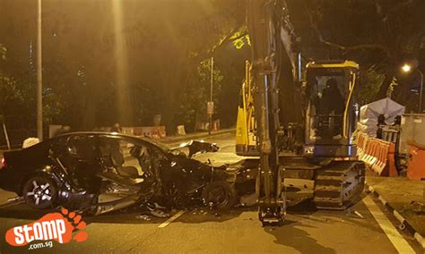 Driver Dies After Car Rams Into Excavator At Upper Jurong Rd