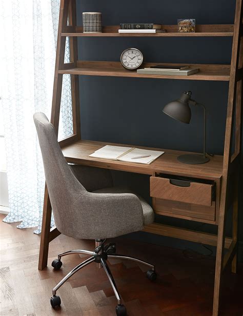 Brown Acacia Wood Desk With Shelves Structube Dina Cheap Office