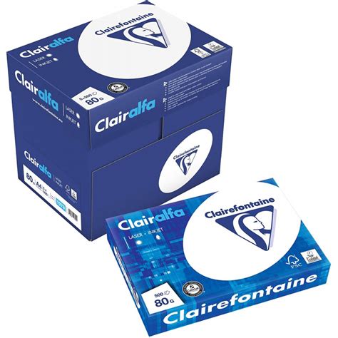 Carton 5 Ramettes Clairefontaine Papier Blanc Clairalfa A4 21x297cm