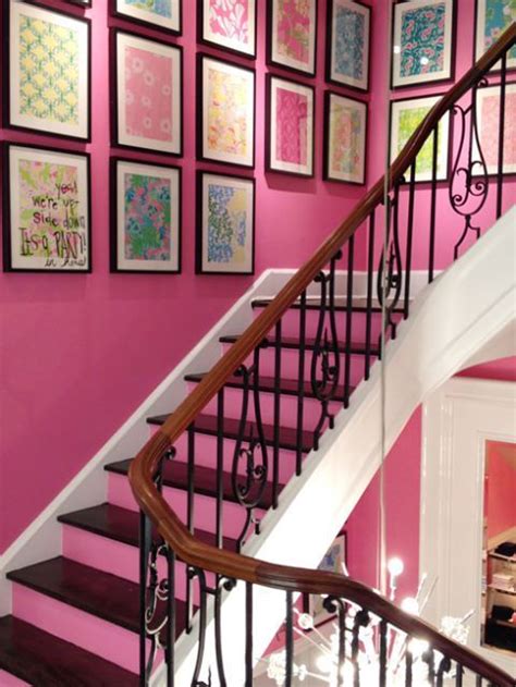 11 Staircases That Are A Big Step Up Pink Interiors Design Staircase Pink Walls