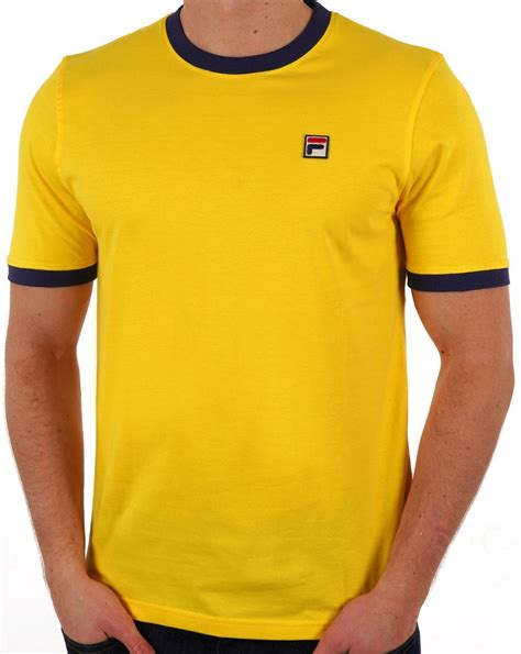 Fila Vintage Ringer T Shirt Yellow Navy S Casual Classics