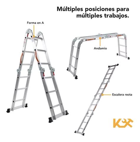 Escalera Multiposiciones De Aluminio Metros Pelda Os Con