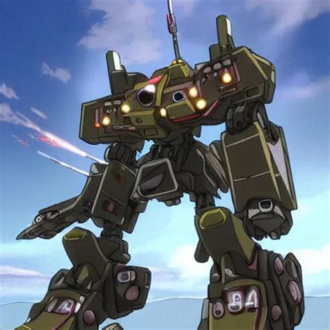 High Quality Anime Style Image Of A Battlemech Armed Stable