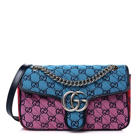 Gucci Monogram Multicolor Matelasse Diagonal Small Gg Marmont Shoulder