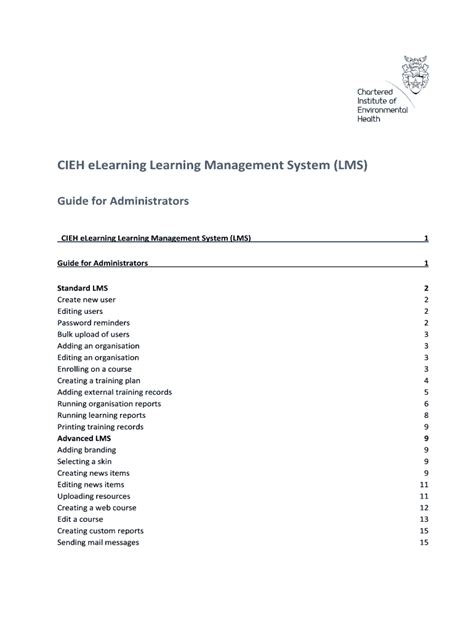 Fillable Online CIEH ELearning Learning Management System LMS Fax