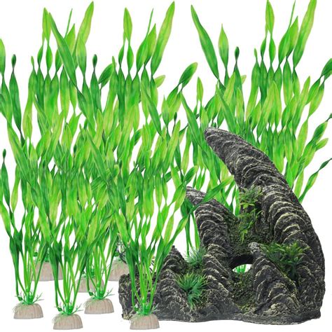 Begondis Pcs Aquarium Ornament Rock Cave Landscape Green Seaweed