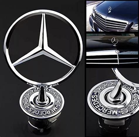 Mercedes Hood Star Emblem Front Bluechrome Round Badge Sign Symbol