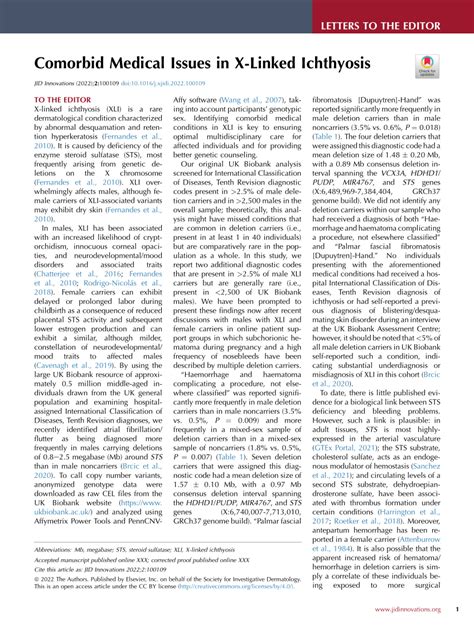 Pdf Comorbid Medical Issues In X Linked Ichthyosis