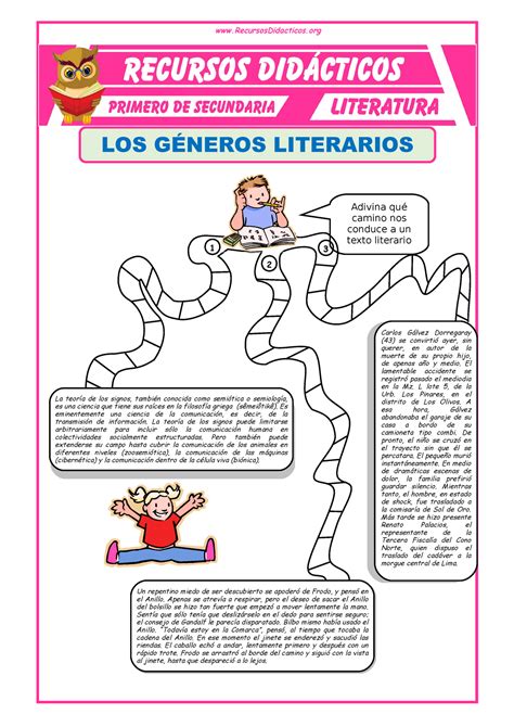 Los Géneros Literarios para Primero de Secundaria LOS GÉNEROS