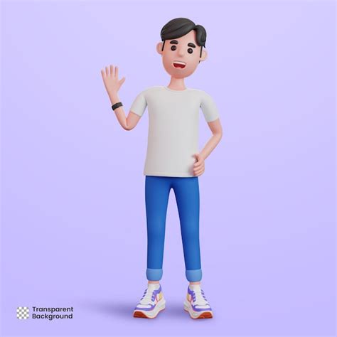 Personaje Masculino D Agitando Su Mano Archivo Psd Premium