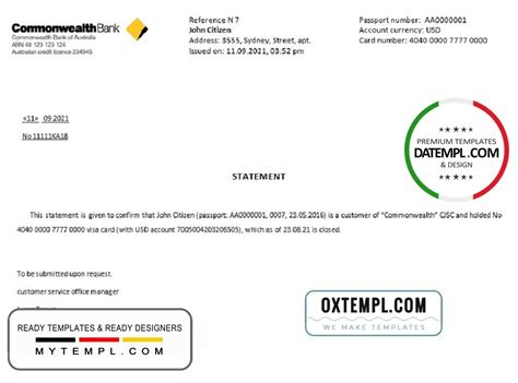 Australia Commonwealth Bank Account Closure Reference Letter Template