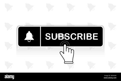 Black subscribe button with mouse pointer and notification bell icon flat in modern colour ...