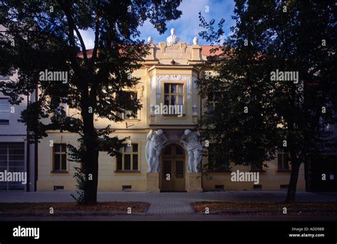 Front entrance to Secessionist Art Nouveau house at Rokycany Nr Plzen ...