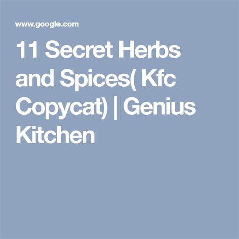 11 Secret Herbs and Spices( Kfc Copycat) | Food.com | Recipe | Herbs ...