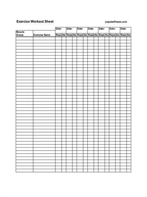 Workout Sheet 6 Examples Format Pdf