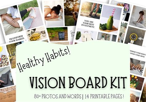 Healthy Habits Vision Board Printable Vision Board 2024 Health Vision