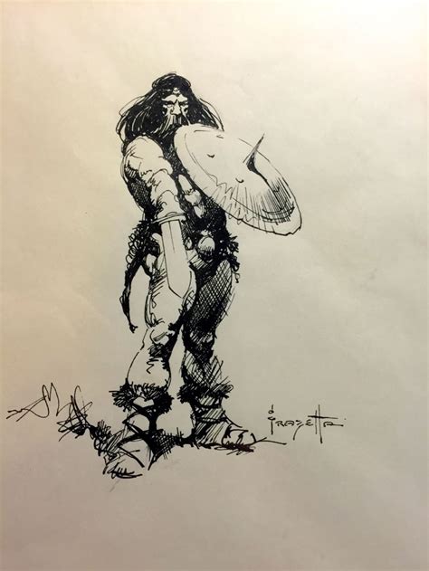 1970s Frank Frazetta Barbarian Sketch Comic Art Comic Book Artists