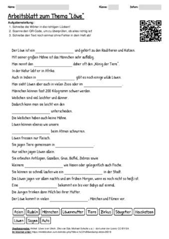 Arbeitsblatt Mit Qr Code Zum Thema L We Einfache Sprache