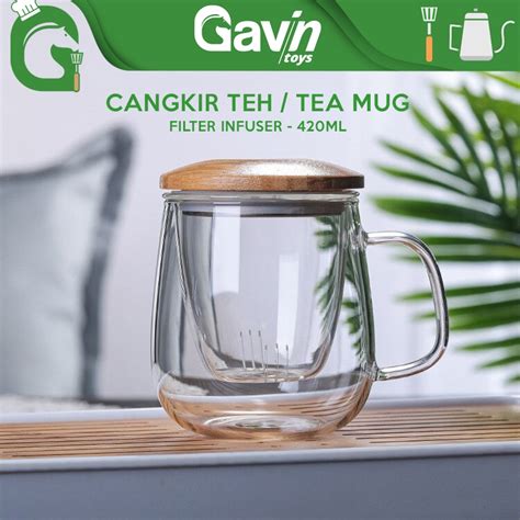 Jual Gelas Teh Kaca Ml Saringan Teh Obat Herbal Tea Glass Infuser