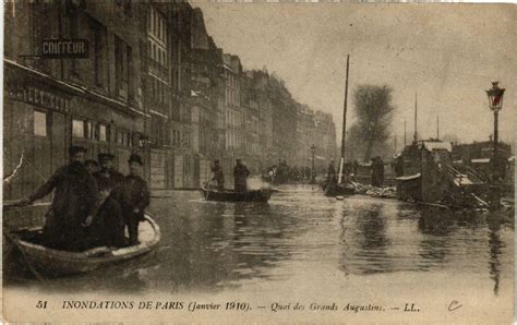 Paris Inondations Quai Des Grands Augustins à Paris Cartorum