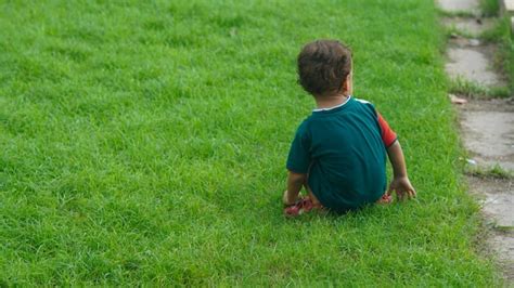 Premium Photo | Little child playing with grass