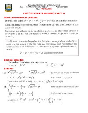 Gu A De Ejercicios De Factorizaci N Con Todos Sus Casos An Lisis