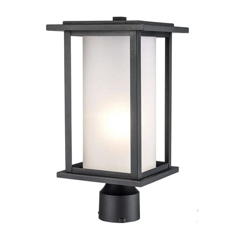 Bel Air Lighting Shaakar 1 Light Black Outdoor Lamp Post Light Fixture With Frosted Glass 51403