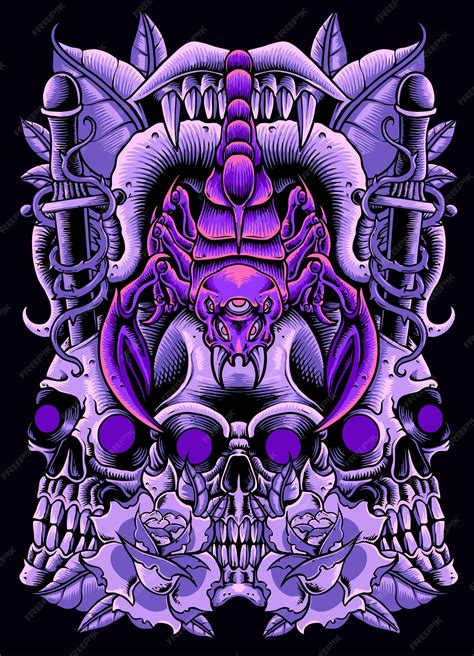 Premium Vector | A poster for a skull and bones art project