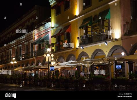 Zocalo Restaurants at Night in Puebla - Mexico Stock Photo - Alamy