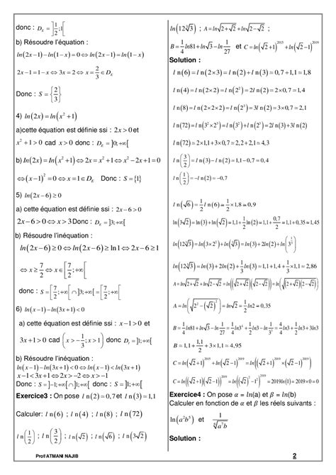 SOLUTION Les Fonctions Logarithmiques Exercices Corrig S Studypool