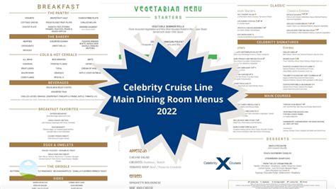 Celebrity Main Dining Room Menus 2022 · Prof Cruise Ship Tour Cruise