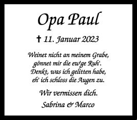 Trauer Opa Paul 18 01 2023 Teckbote Trauerportal