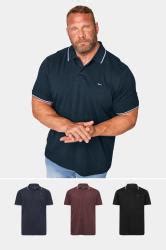 Badrhino Navy Blue Pack Essential Tipped Polo Shirts Badrhino