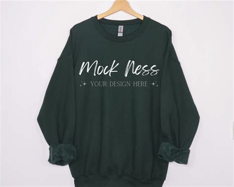 Gildan Mockup Gildan Forest Green Sweatshirt Mockup Gildan