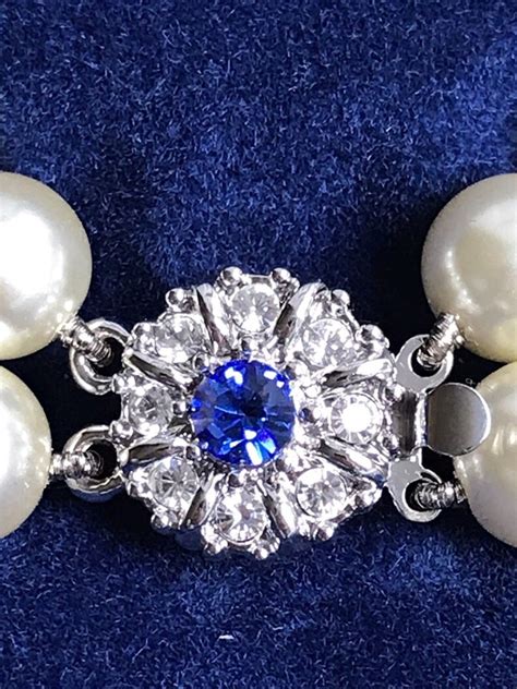 Jackie Kennedy Pearl Necklace 2 Strands with Chanel Sapphire | Etsy