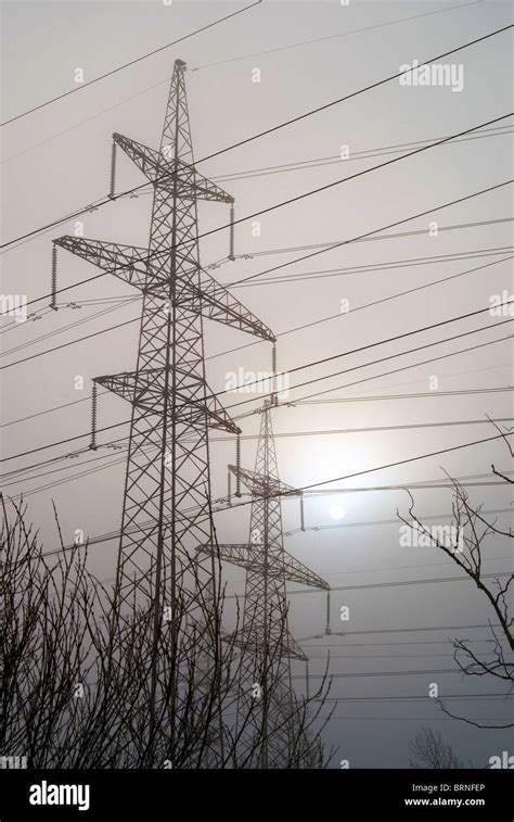 Line Of Electricity Transmissions Stock Photo Alamy