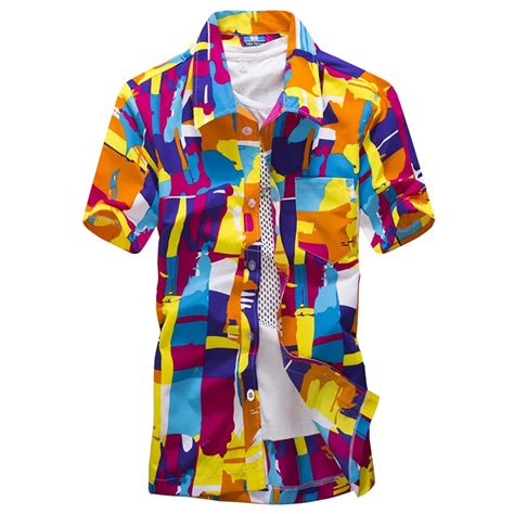 Aliexpress.com : Buy Fashion Hawaiian Shirts Men Summer Colorful Printed Short Sleeve Button ...