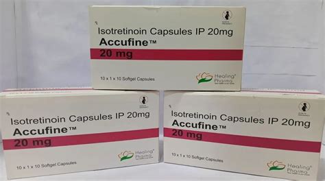 Isotretinoin Accufine 20mg Capsule Packaging Type Box At 285 Stripe